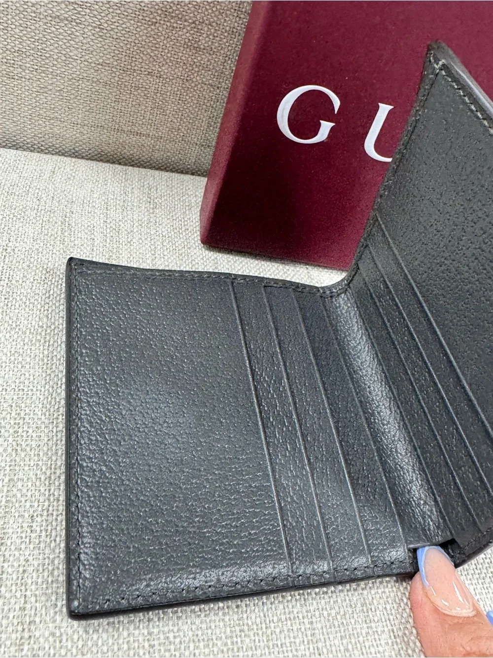 Gucci Gray GG Monogram Bifold Wallet with Silver Double G